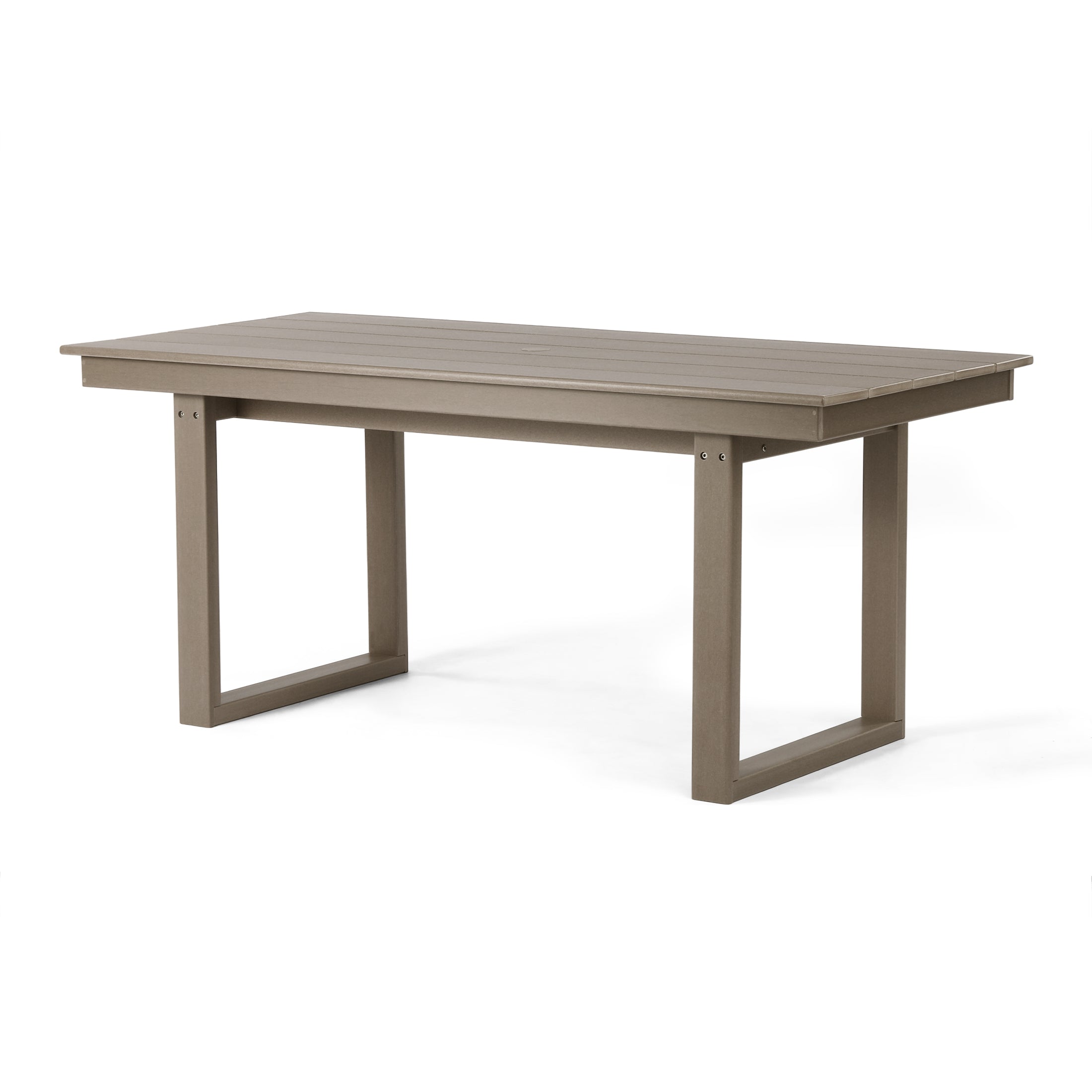 Paloma 68" Outdoor HDPE Modern Rectangular Patio Dining Table With Umbrella Hole
