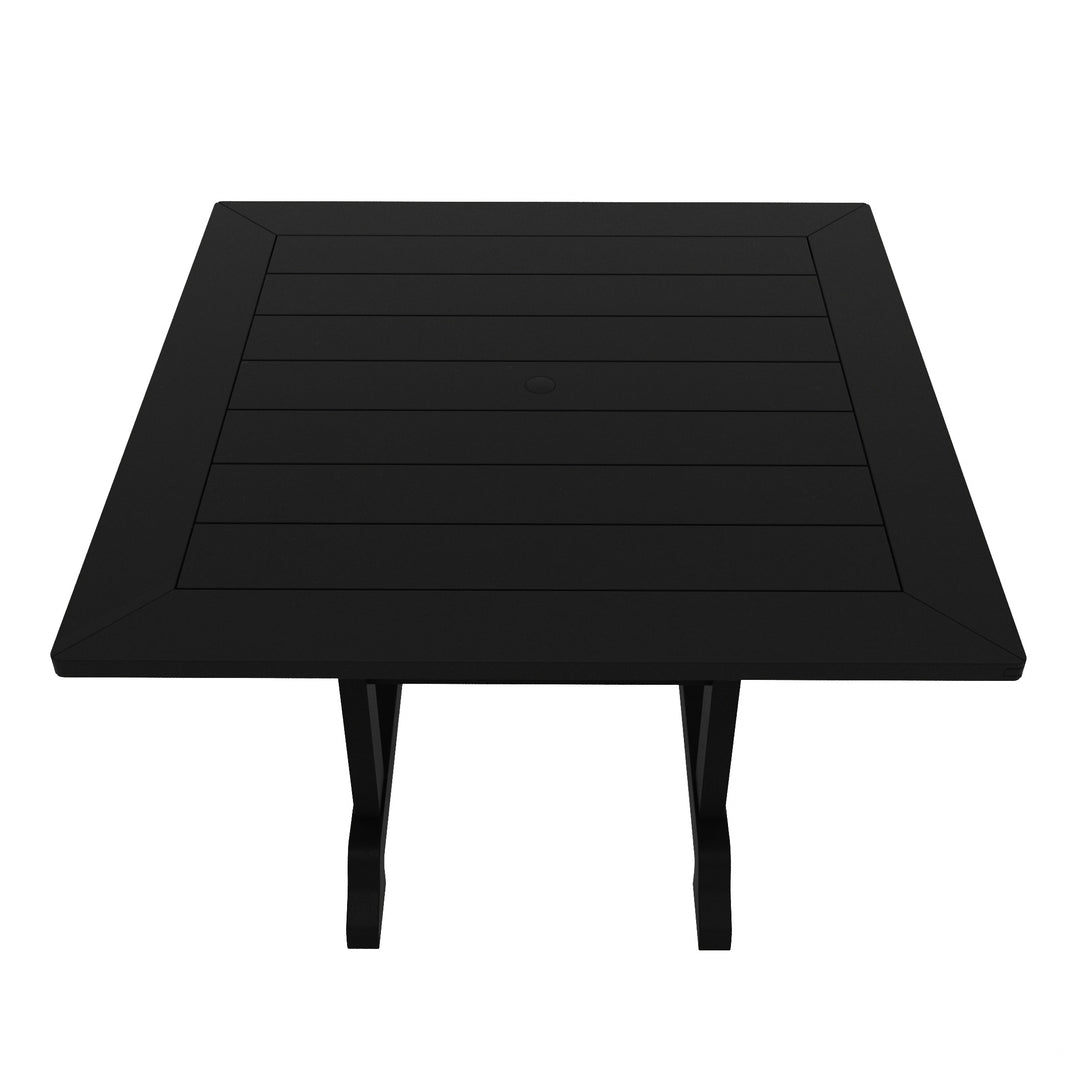 Malibu 5-Piece HDPE Square Patio Dining Table Set with Foldable Chairs