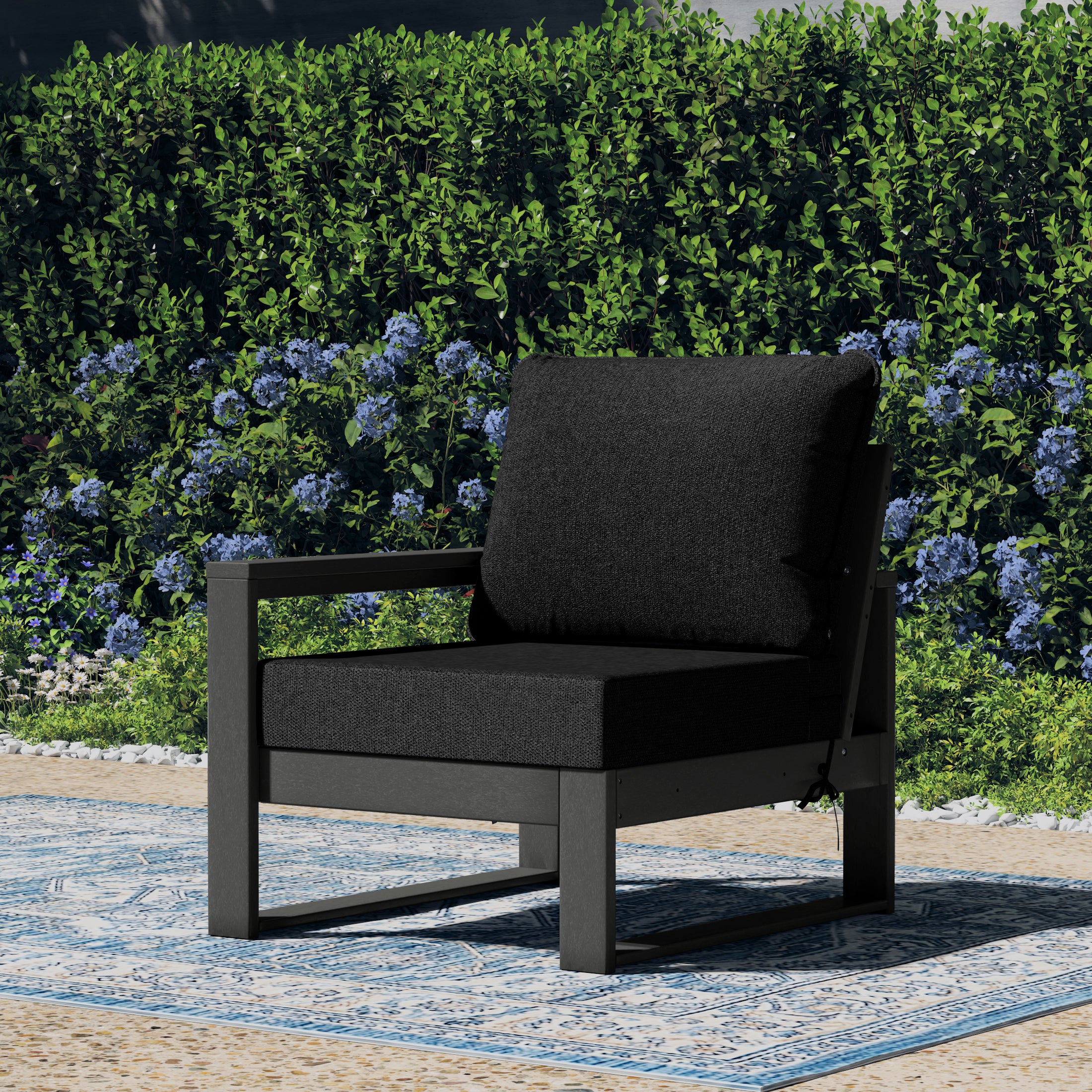 Montara Outdoor HDPE Left Arm Sectional Patio Corner Club Chair with Patio Cushions