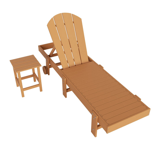 Malibu 2 Piece Adirondack Poly Reclining Chaise Lounge With Wheels