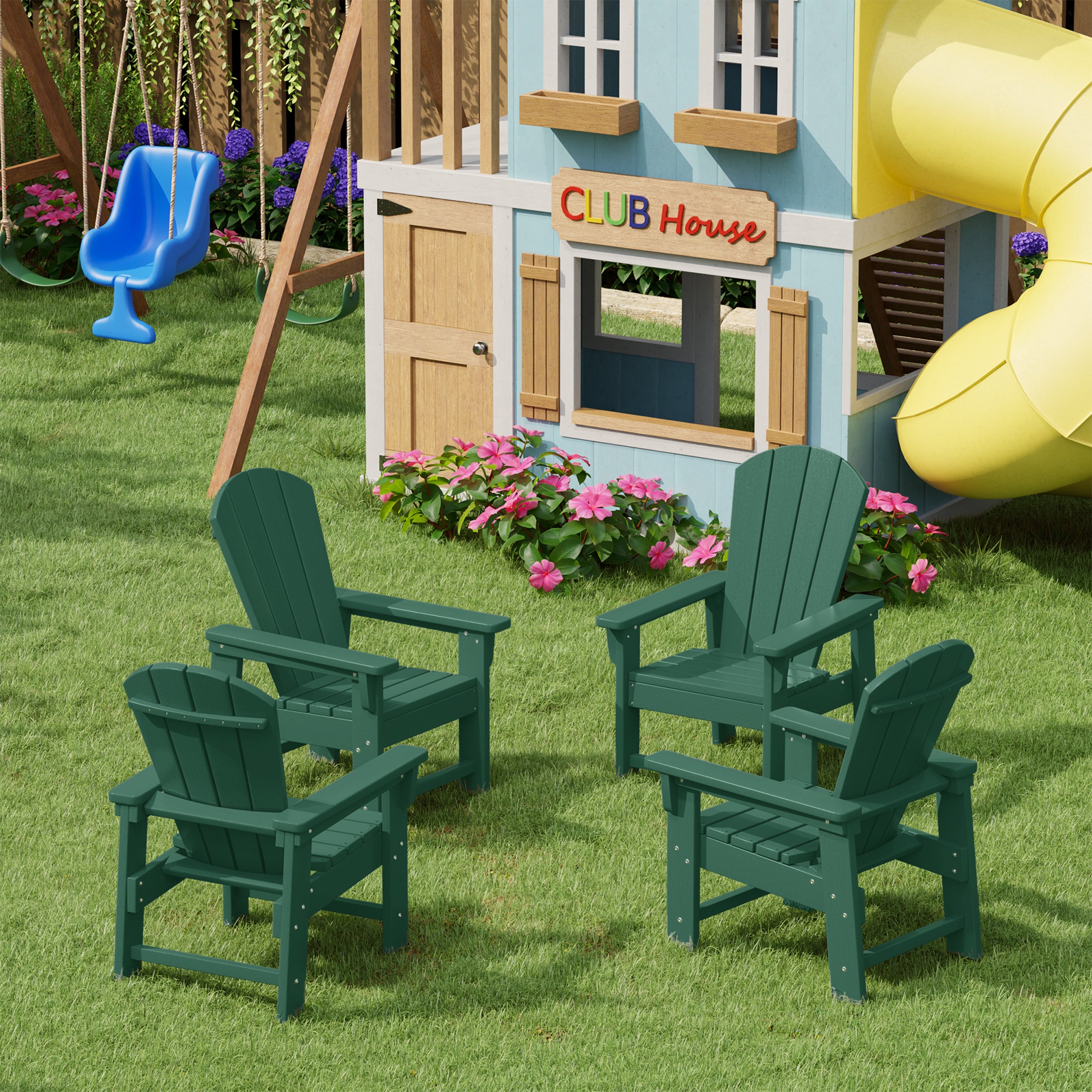 Malibu Kids Outdoor Adirondack Plastic Patio Chair (Set of 4