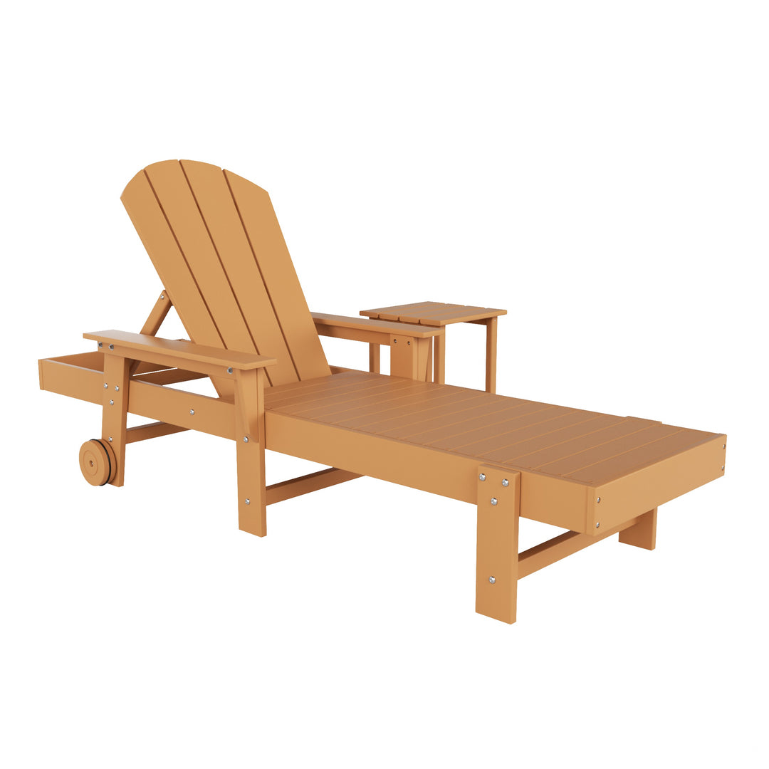 Malibu 2 Piece Adirondack Poly Reclining Chaise Lounge With Arms & Wheels