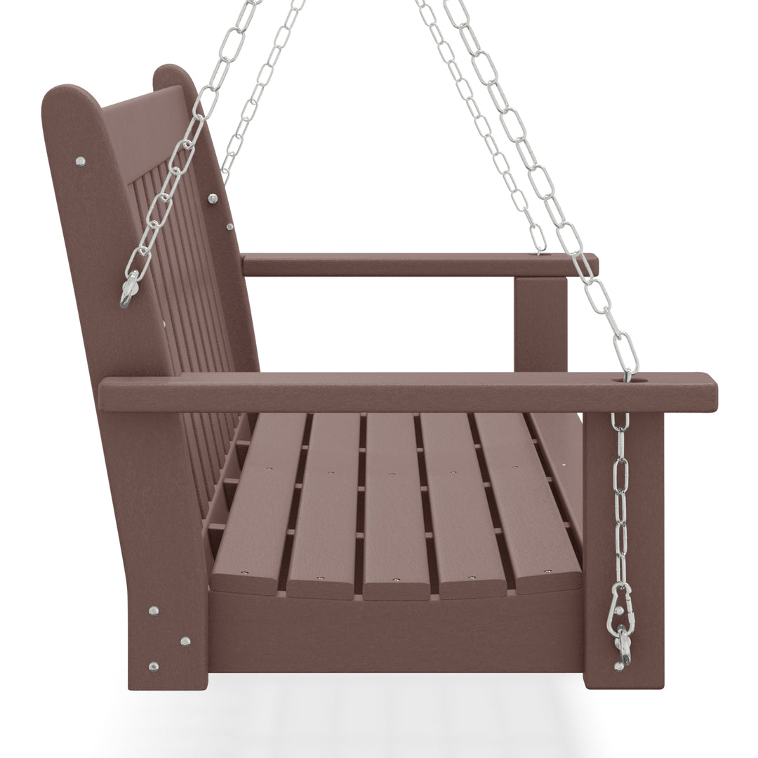 Malibu Outdoor Patio HDPE Hanging Front Porch Swing Bench