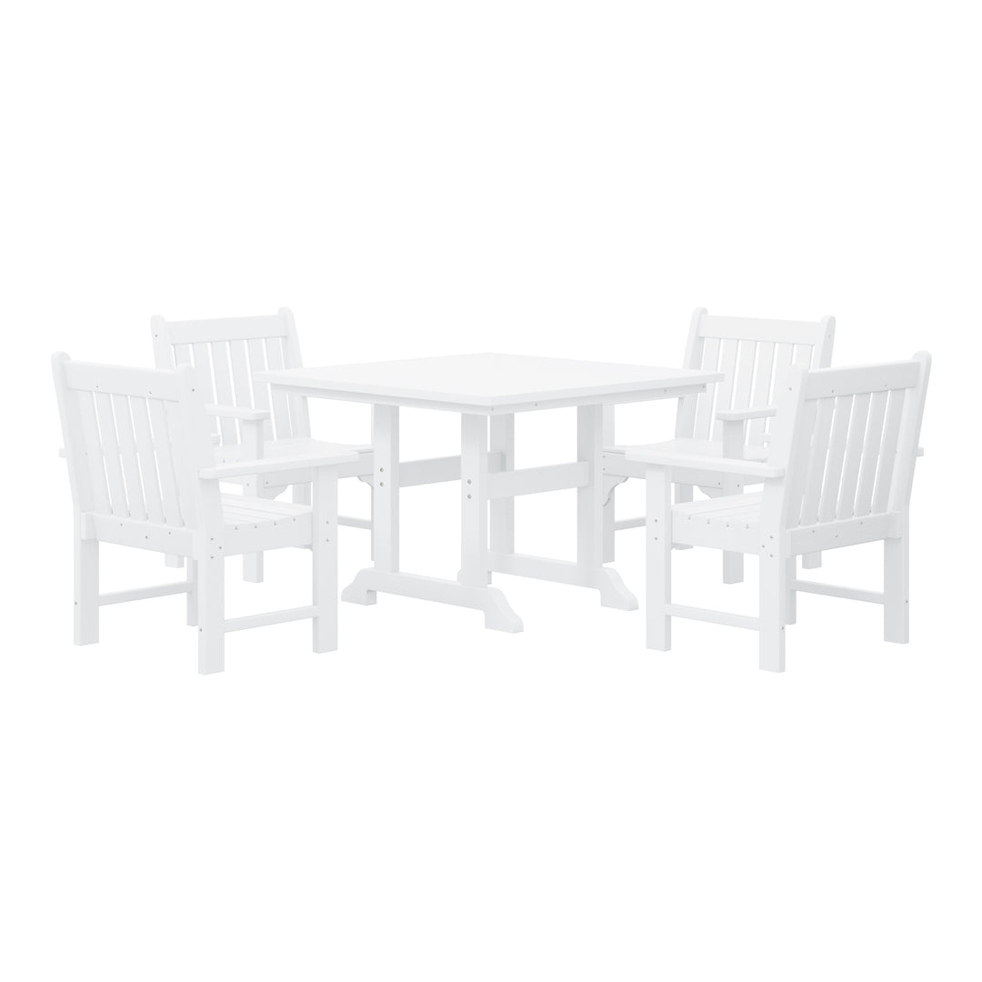 Malibu 5-Piece HDPE Outdoor Patio Chair and Square Table Dining Set