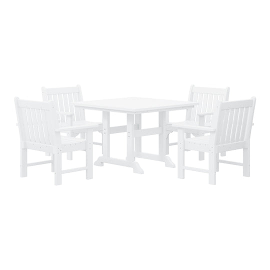 Malibu 5-Piece HDPE Outdoor Patio Chair and Square Table Dining Set