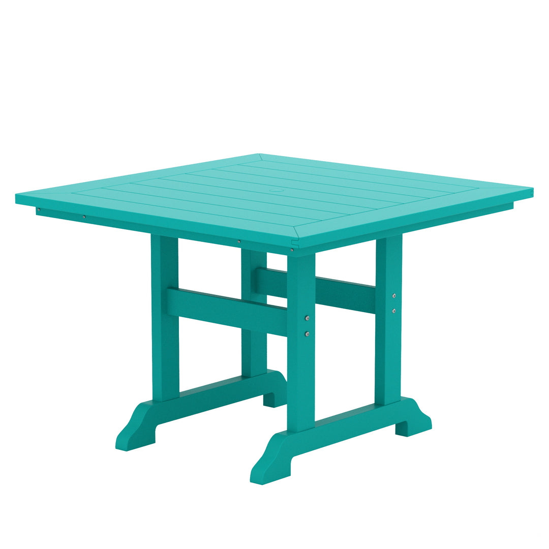Malibu 5-Piece HDPE Square Patio Dining Table Set with Foldable Chairs