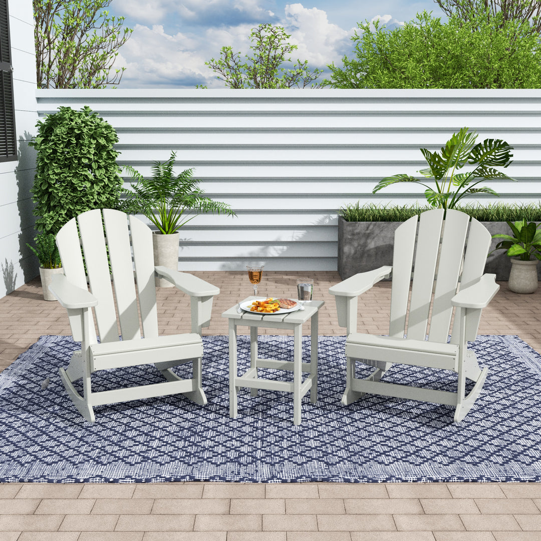 Malibu Westintrends 3-Piece set Outdoor / Patio Poly Adirondack rocking chairs with a side table ( 2 seater )