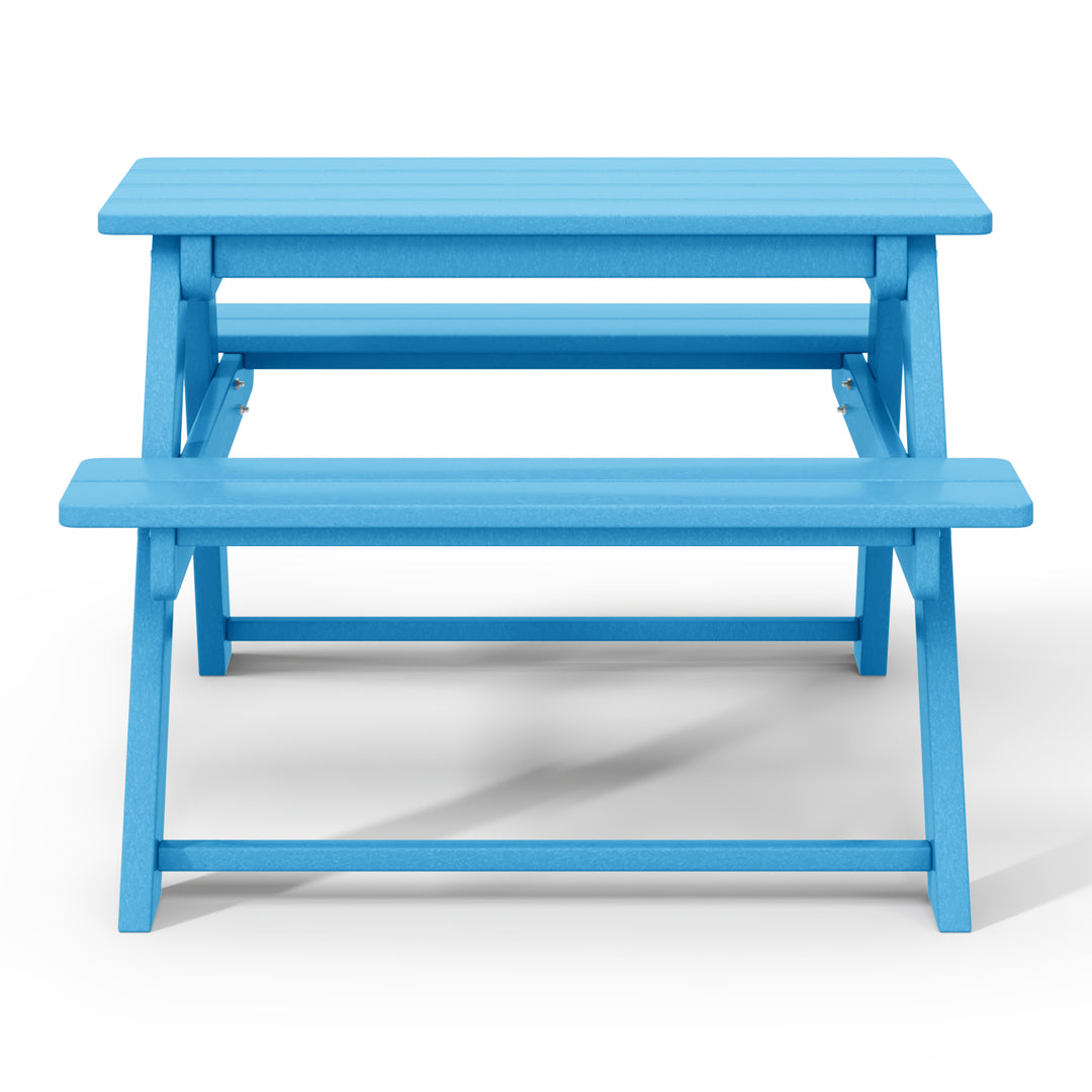 Malibu Outdoor Patio Kids HDPE Plastic Picnic Bench Table