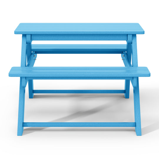 Malibu Outdoor Patio Kids HDPE Plastic Picnic Bench Table