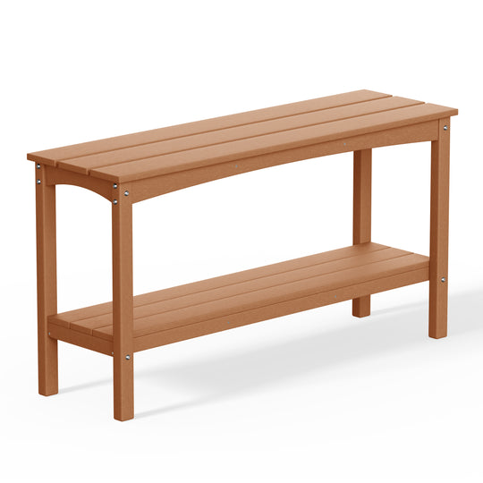 Malibu 55" Outdoor Patio HDPE Adirondack 2-Tier Shelf Console Table