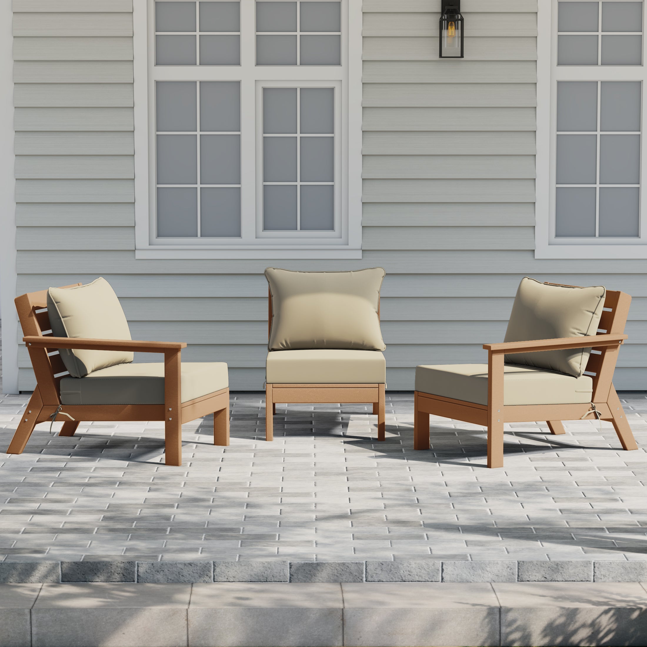 Avalon Outdoor Patio HDPE Sectional Sofa with Patio Cushions