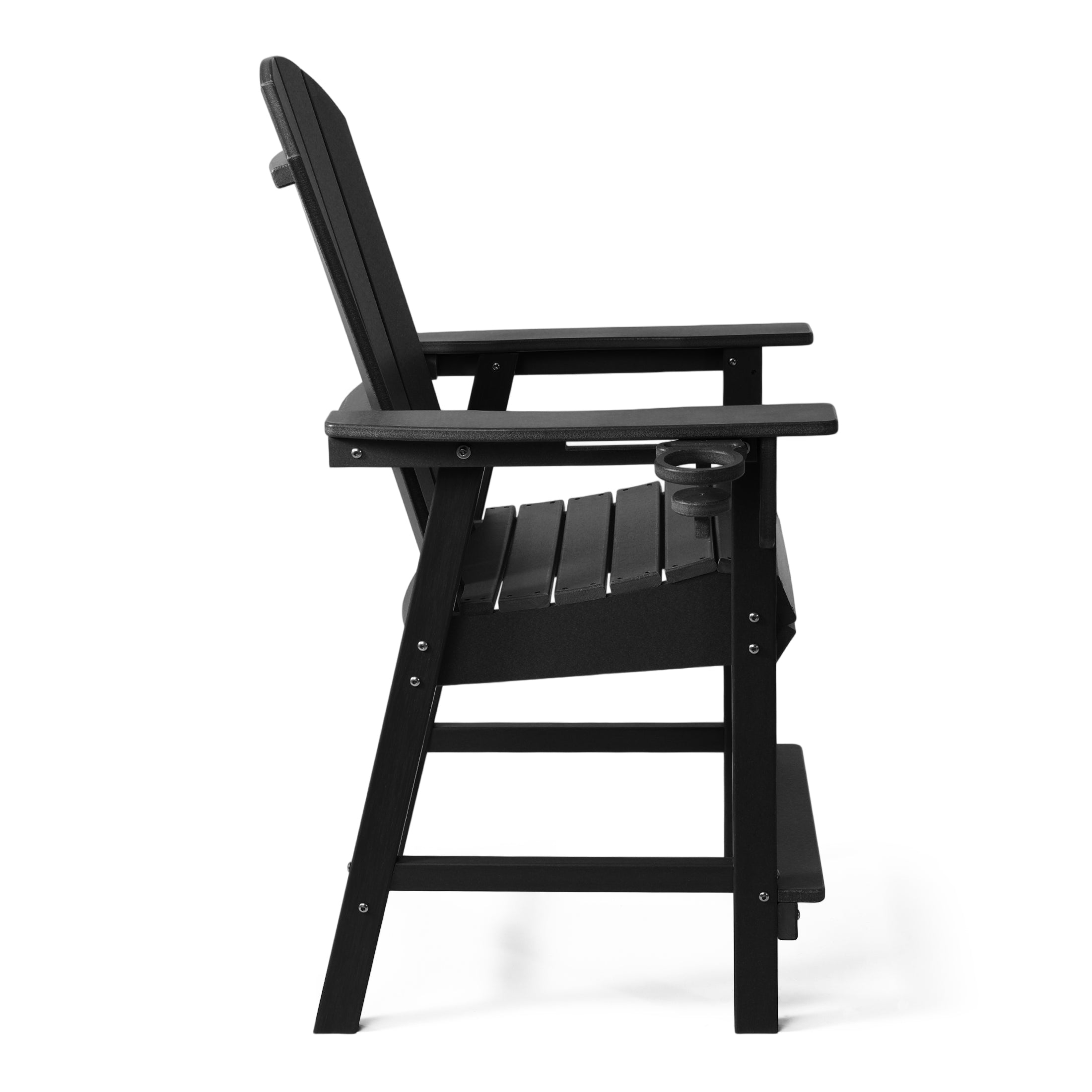 Malibu Outdoor HDPE  Tall Adirondack Counter Height Bar Chair With Cup Holder