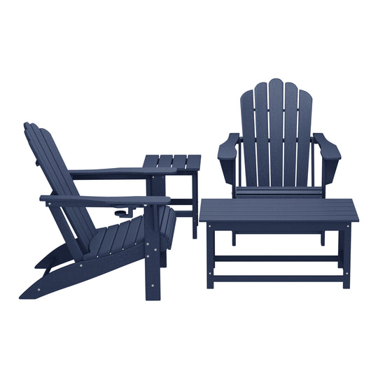 Highland 4-Piece Adirondack Chairs with Cup Holders and Table Set