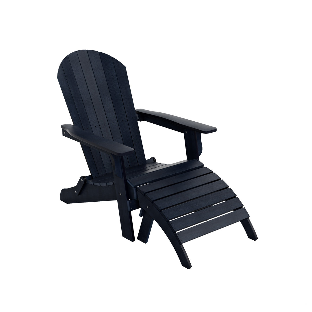 Tuscany 2-Piece HIPS Outdoor Folding Adirondack Seashell Chair With Folding Ottoman