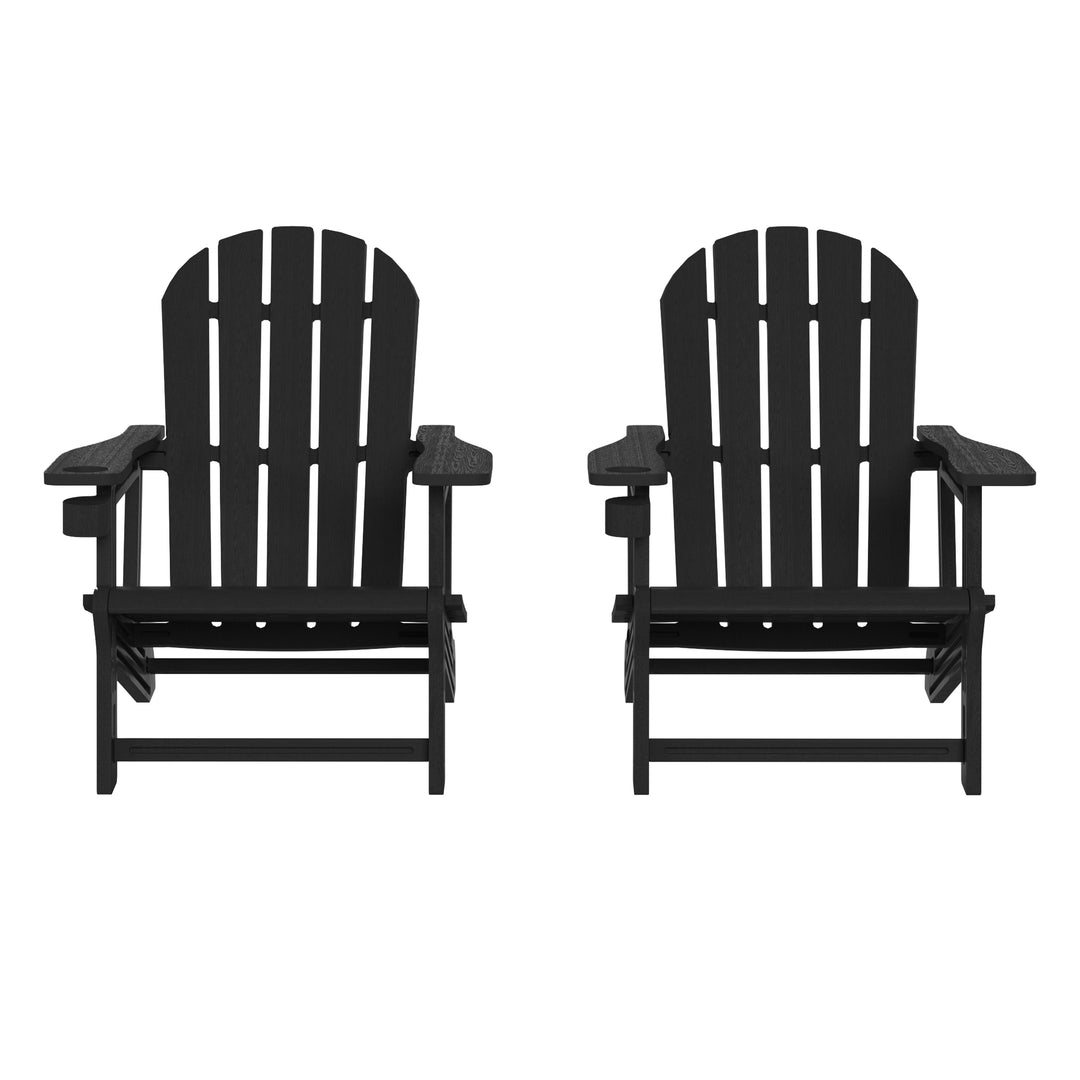 Azura Tool-Free Assembly Outdoor Patio HDPE Plastic Adirondack Chair with Cup Holder (Set of 2)