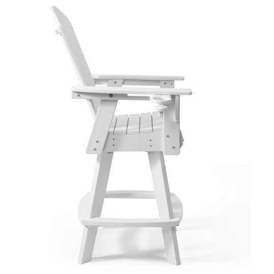 Malibu Outdoor HDPE Swivel Adirondack Bar Height Chair With Cup Holder