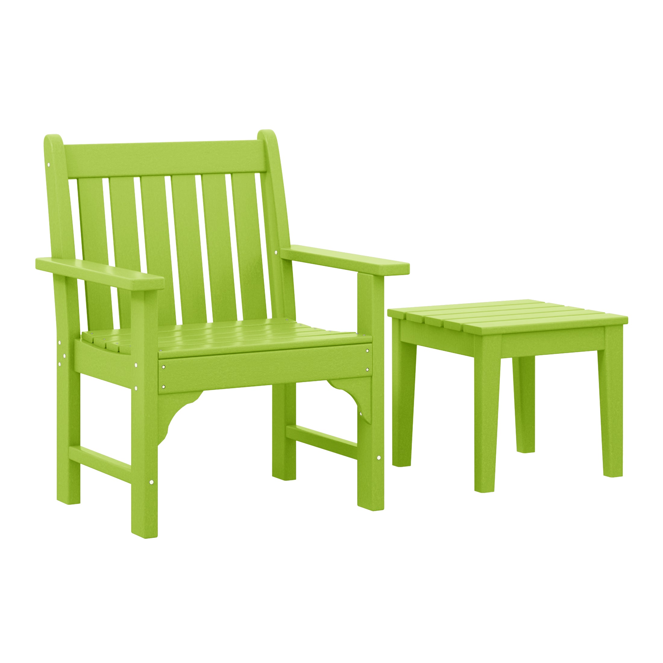 Malibu Outdoor Patio 2-Piece HDPE Adirondack Garden Chair with Square Adirondack Side Table Set