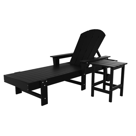 Malibu 2 Piece Adirondack Poly Reclining Chaise Lounge With Arms & Wheels