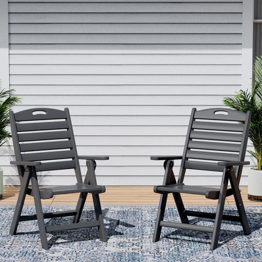 Azura HDPE Adjustable Highback Folding Outdoor Patio Dining Chairs Set of 2