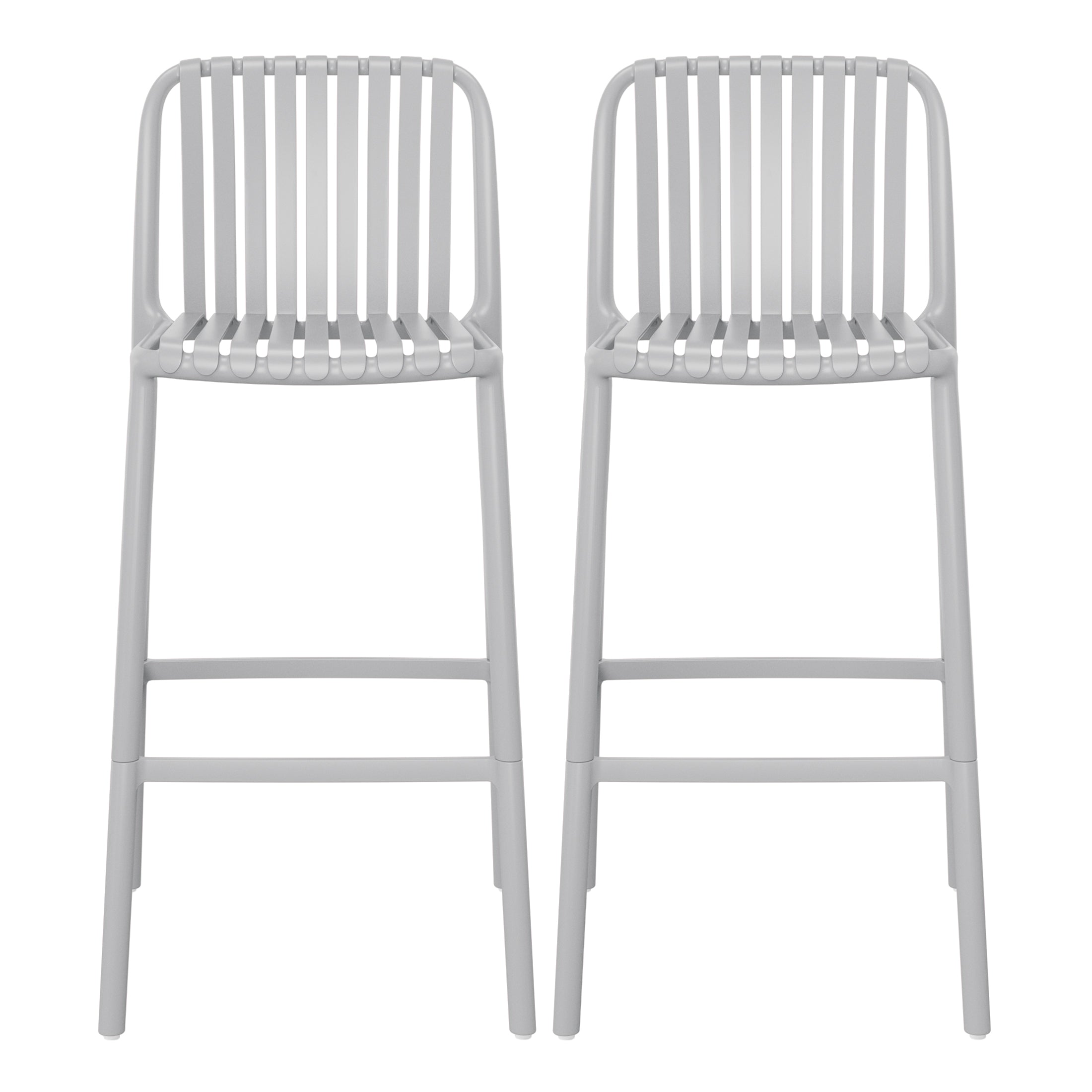 Playa 29.5" Outdoor Modern Polypropylene Plastic Patio Bar Height Stools (Set of 2)
