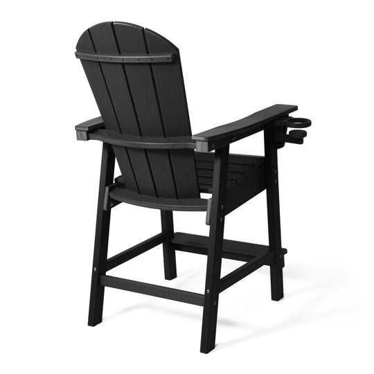 Malibu Outdoor HDPE  Tall Adirondack Counter Height Bar Chair With Cup Holder