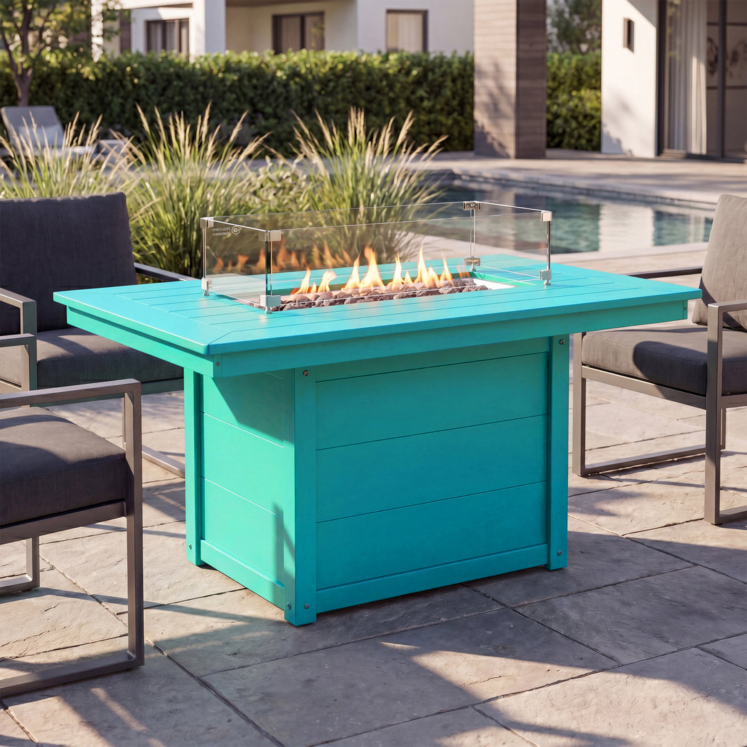 Helios 46" Modern Outdoor 55,000 BTU Patio Gas Propane Rectangle Deck Fire Pit Table