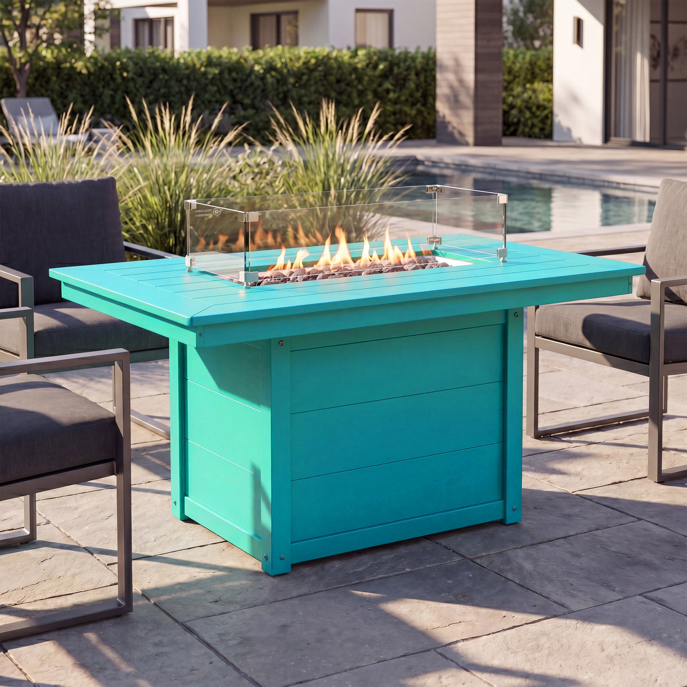Helios 46" Modern Outdoor 55,000 BTU Patio Gas Propane Rectangle Deck Fire Pit Table