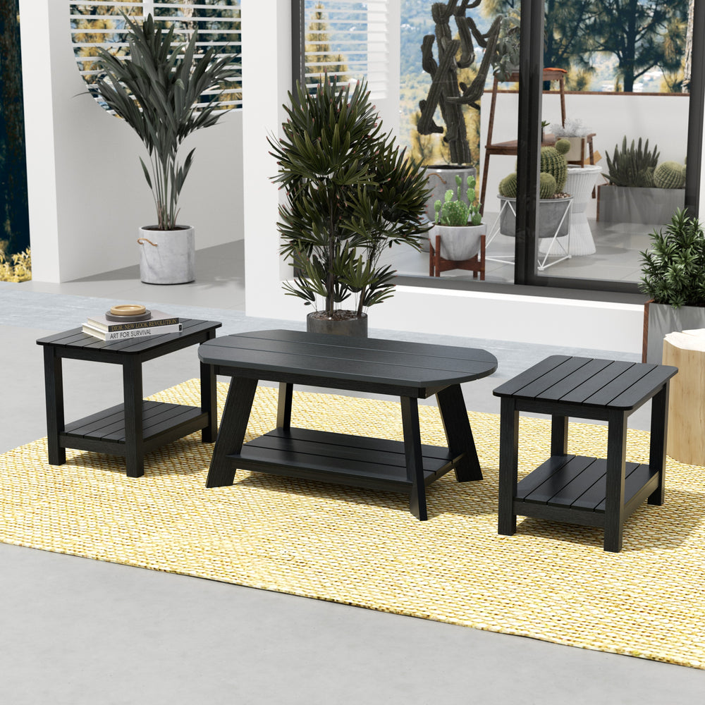 Tuscany 3-Piece HIPS Outdoor Adirondack Coffee Table and Two Side Table Set