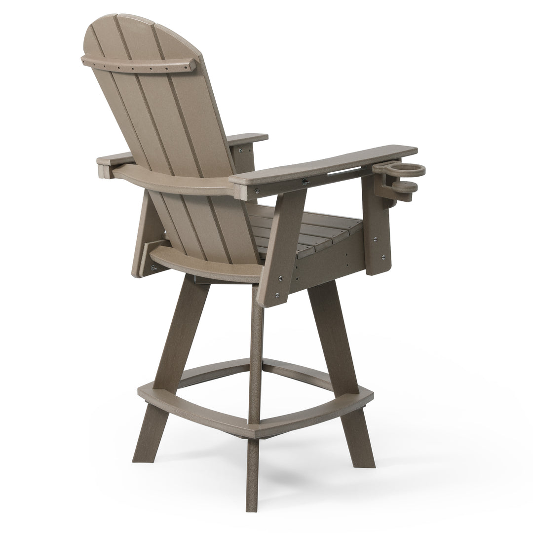 Malibu Outdoor HDPE Swivel Adirondack Bar Height Chair With Cup Holder