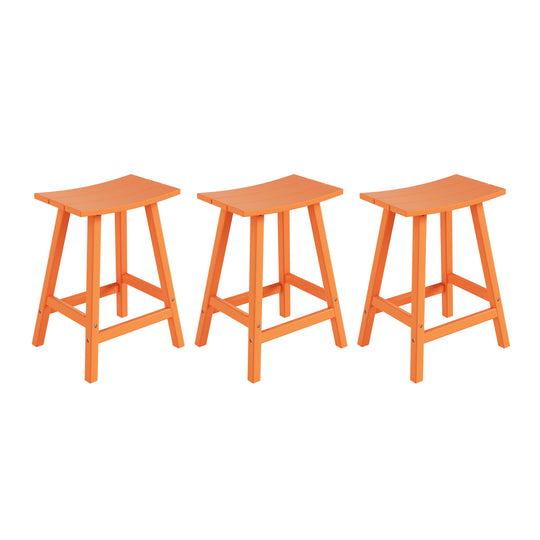 Malibu 24" HDPE Outdoor Patio Counter Height Bar Stools (Set of 3)