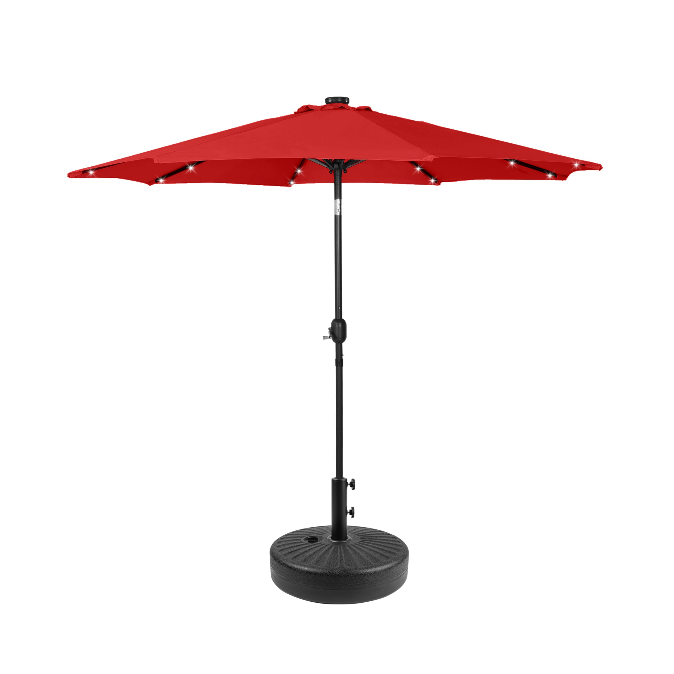 WestinTrends 9 ft. Patio Solar Power LED lights Market Umbrella with Black Round Base