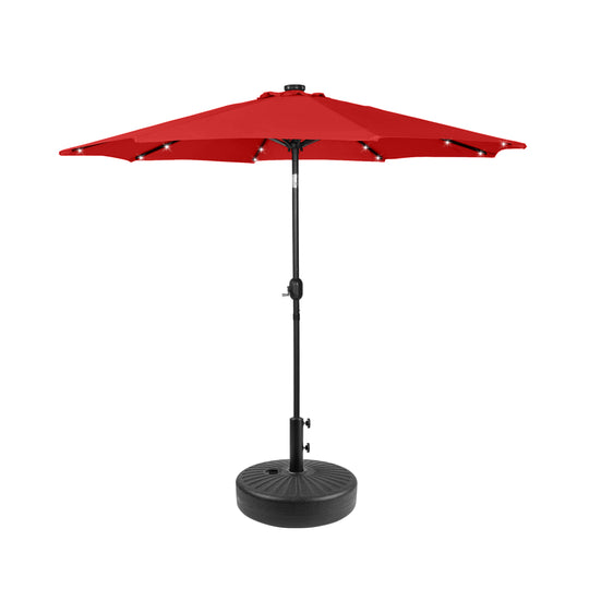 Cyrus 9 ft. Patio Solar Power LED Market Umbrella with Round Black Base