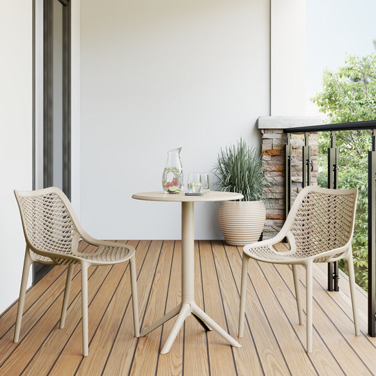 Playa 3-Piece Outdoor Resin Patio Bistro Set with Stackable Patio Dining Side Chairs