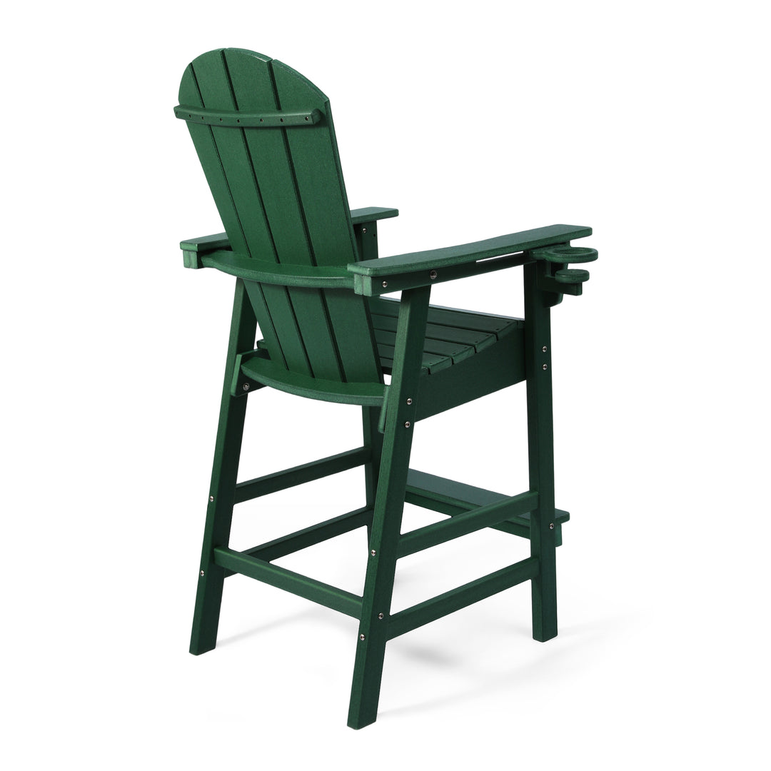 Malibu Outdoor HDPE Tall Adirondack Bar Height Chair With Cup Holder