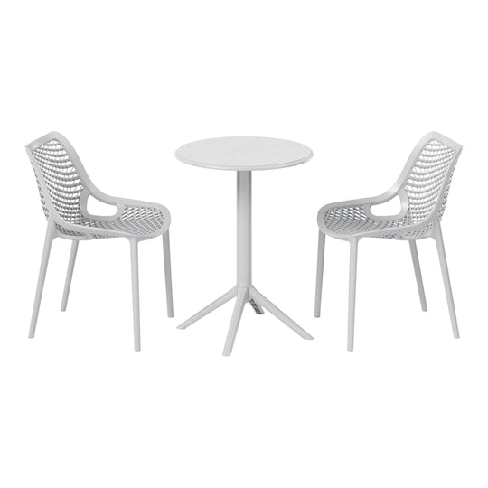 Playa 3-Piece Outdoor Resin Patio Bistro Set with Stackable Patio Dining Side Chairs