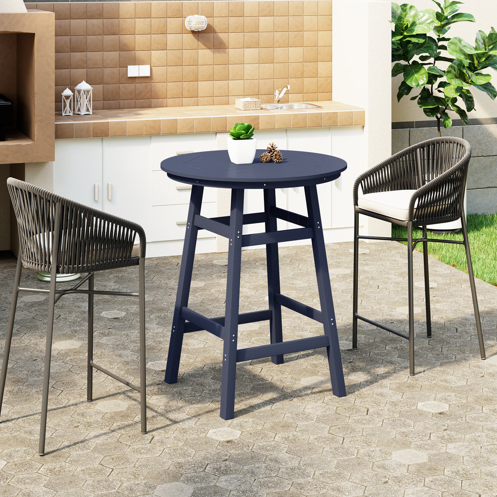 Malibu Outdoor 35" HDPE Round Patio Bar Height Table