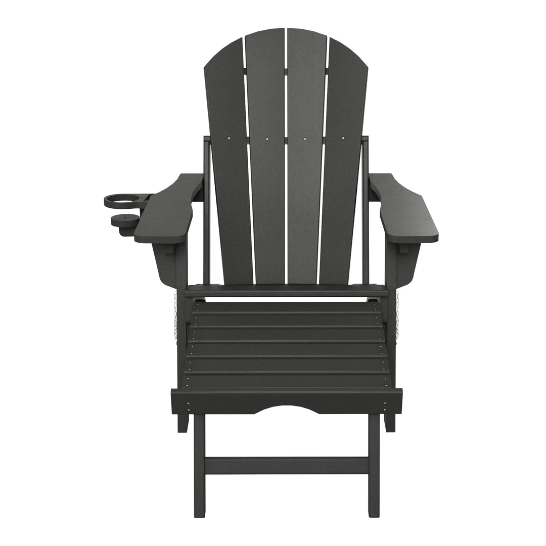 Malibu Folding Adjustable Adirondack Chair with Retractable Ottoman and Cup Holder