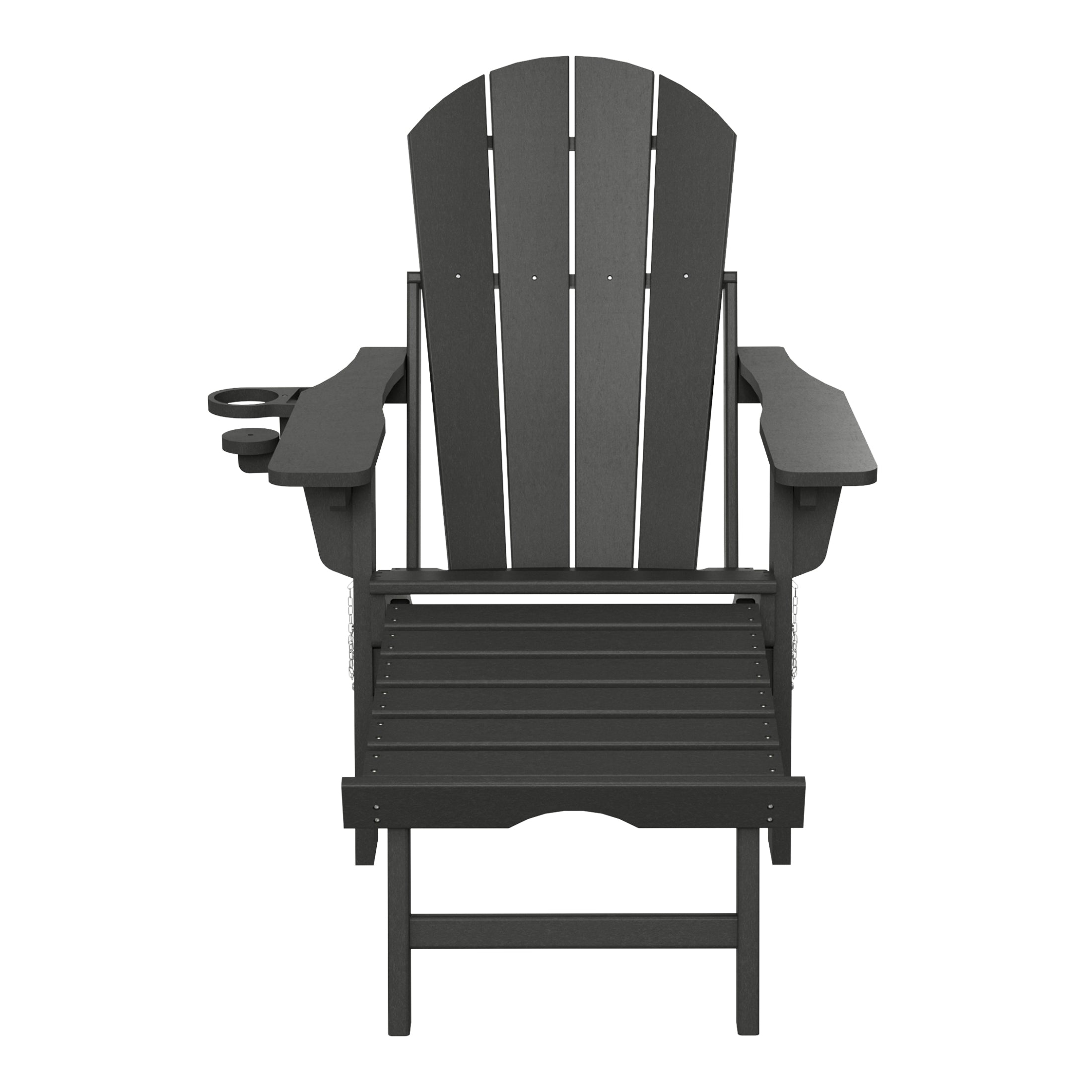 Malibu Folding Adjustable Adirondack Chair with Retractable Ottoman and Cup Holder