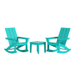 Ashore Modern Rocking Poly Adirondack Chair With Side Table 3-Piece Set