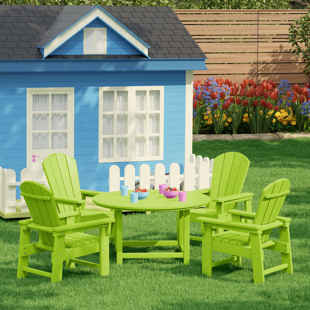 Malibu Kids 5-Piece HDPE Outdoor Patio Round Dining Table and Chairs Set