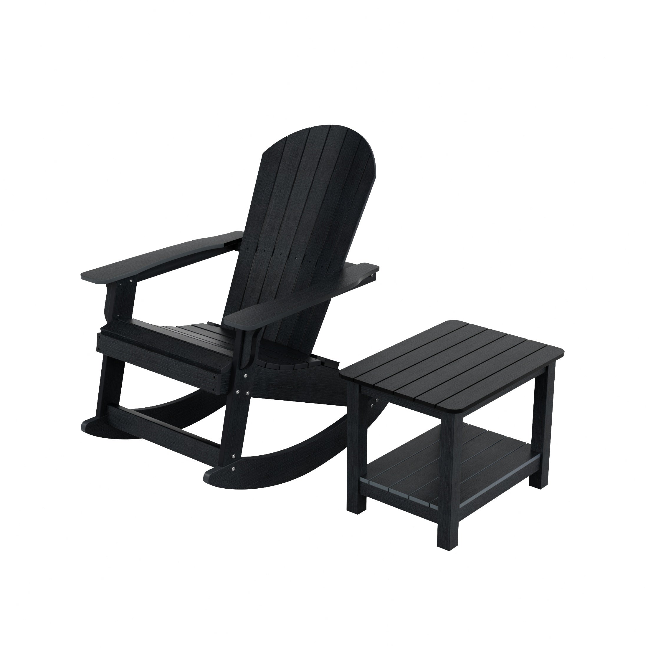 Tuscany 2-Piece HIPS Outdoor Rocking Adirondack Chair With Side Table