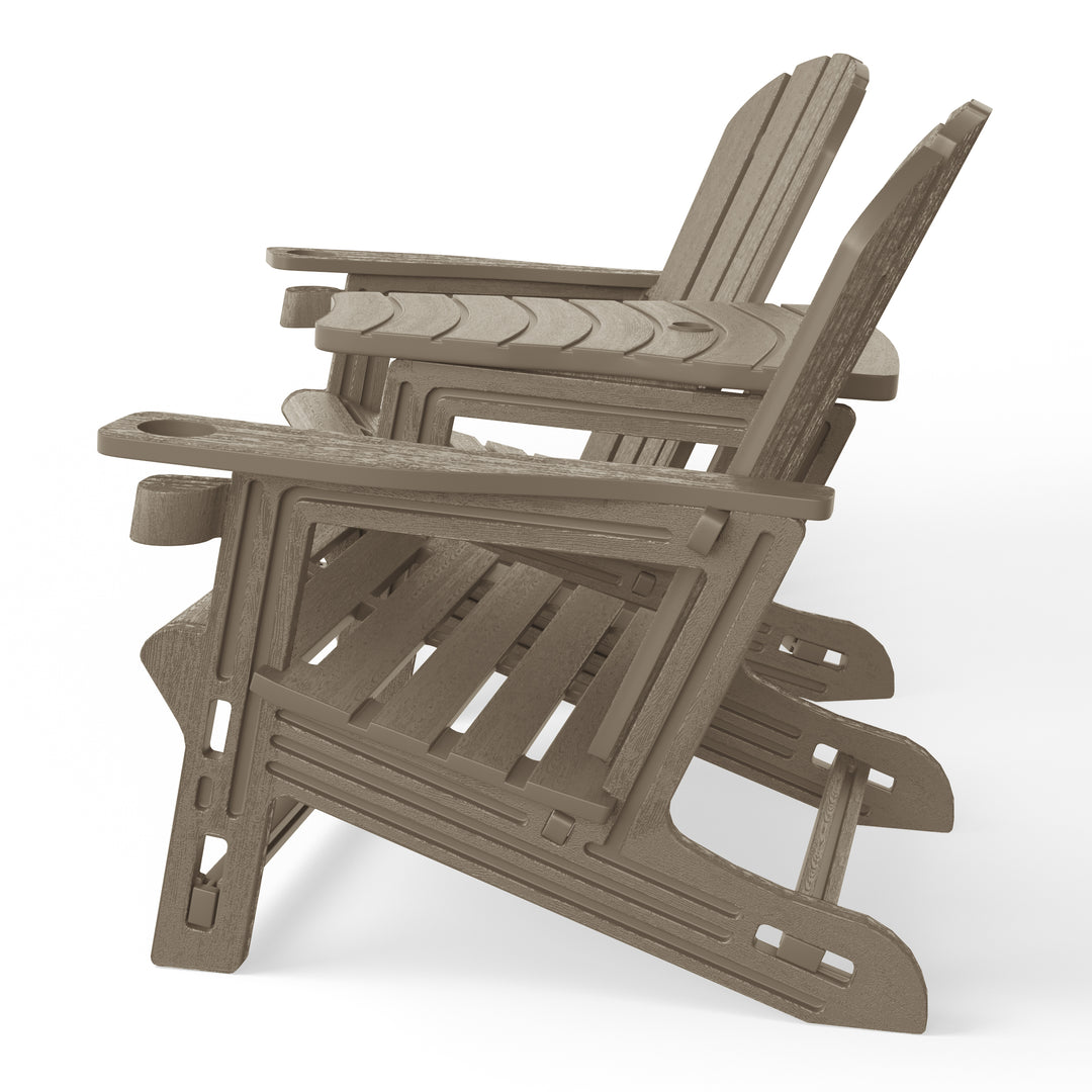 Azura Outdoor HDPE Adirondack Chairs With Connecting Table Tray (Set of 2)