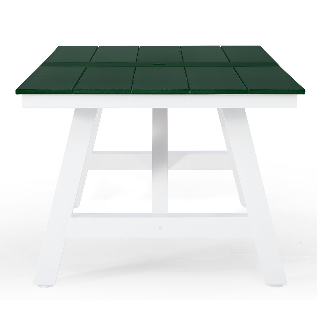 Cape May 72" HDPE Rectangle Outdoor Patio Dining Table With Umbrella Hole and Metal Frame