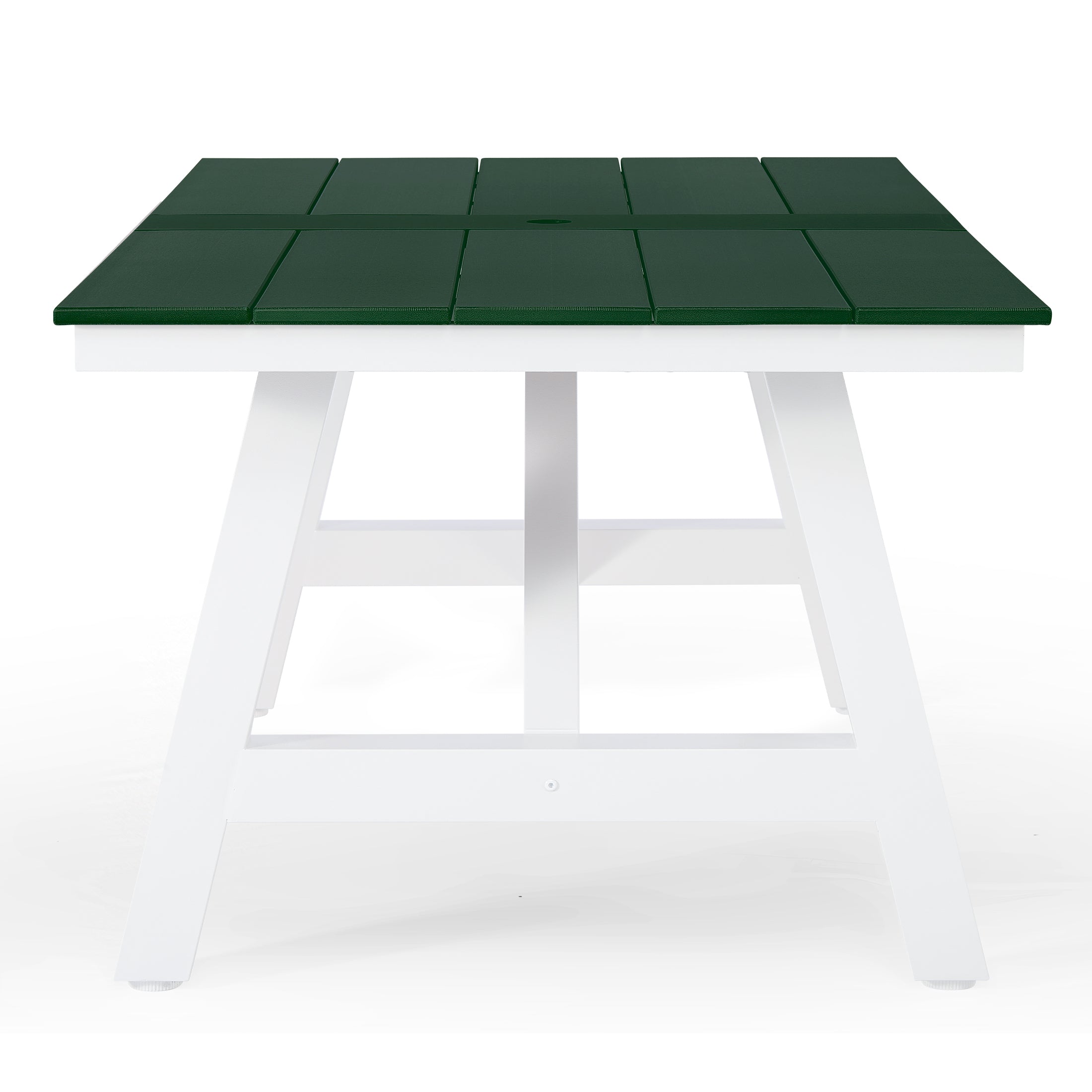 Cape May 72" HDPE Rectangle Outdoor Patio Dining Table With Umbrella Hole and Metal Frame