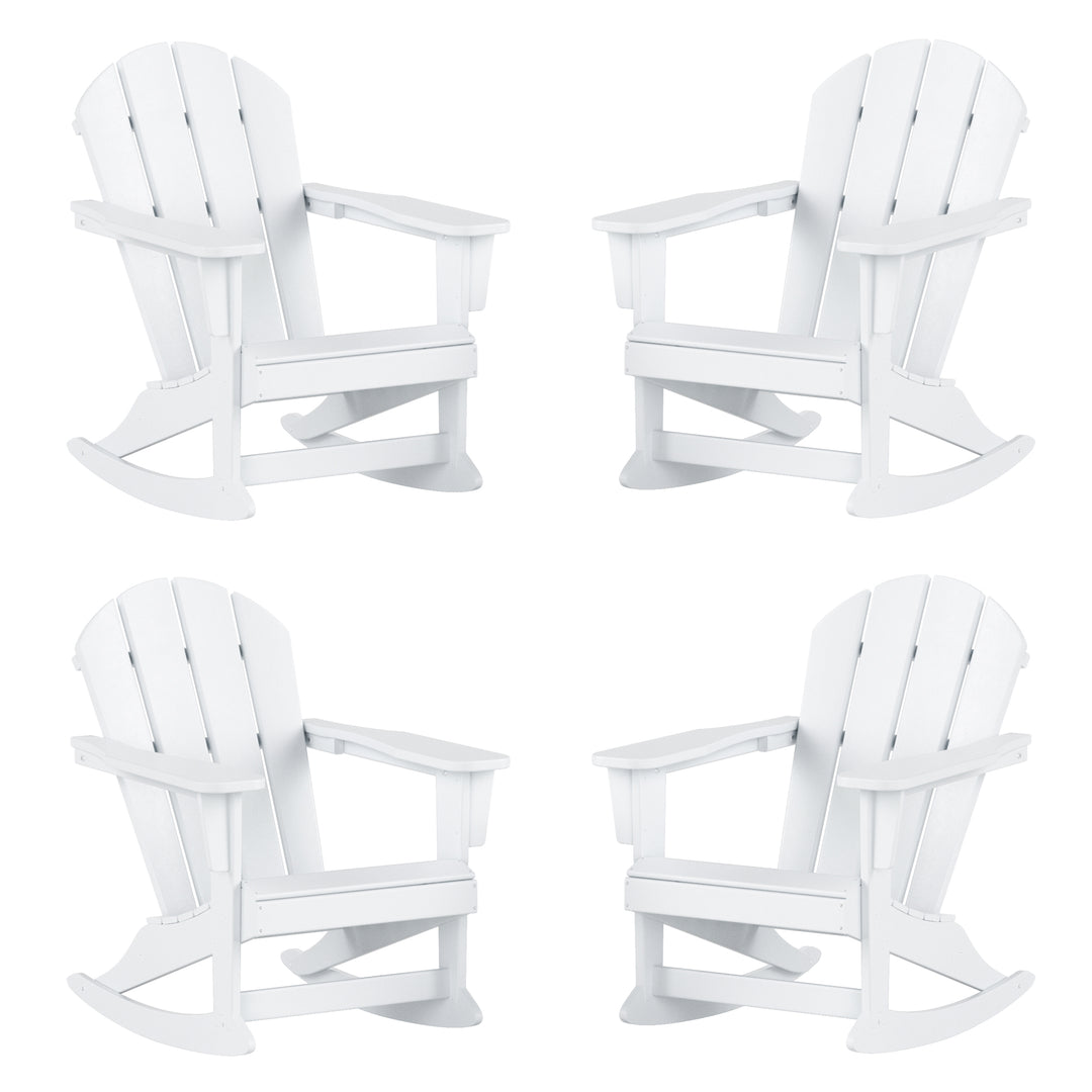 Malibu Outdoor Patio Porch Rocking Adirondack Chair (Set of 4)