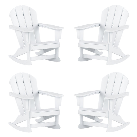 Malibu Outdoor Patio Porch Rocking Adirondack Chair (Set of 4)