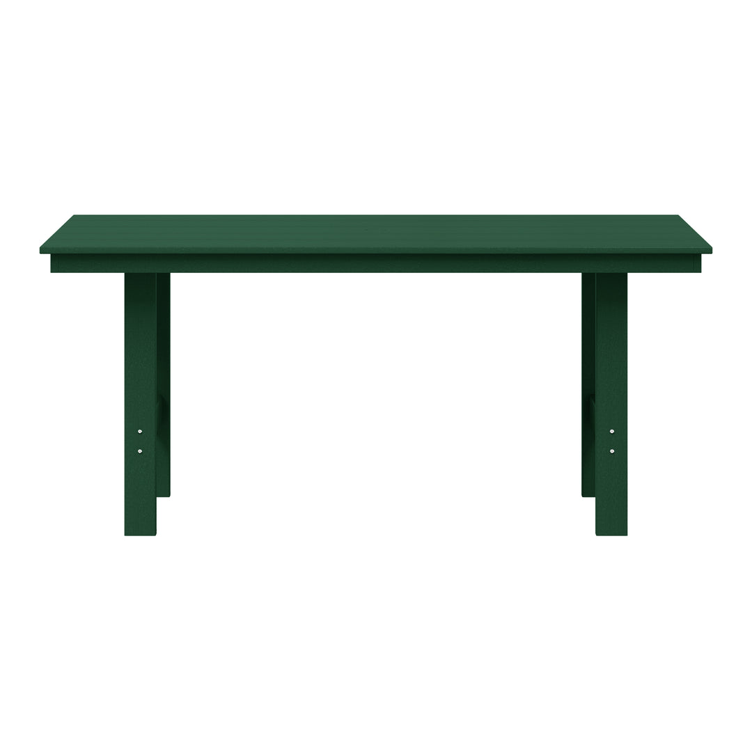 Ashore Outdoor Modern HDPE 66" Wide Rectangle Patio Dining Table for 6