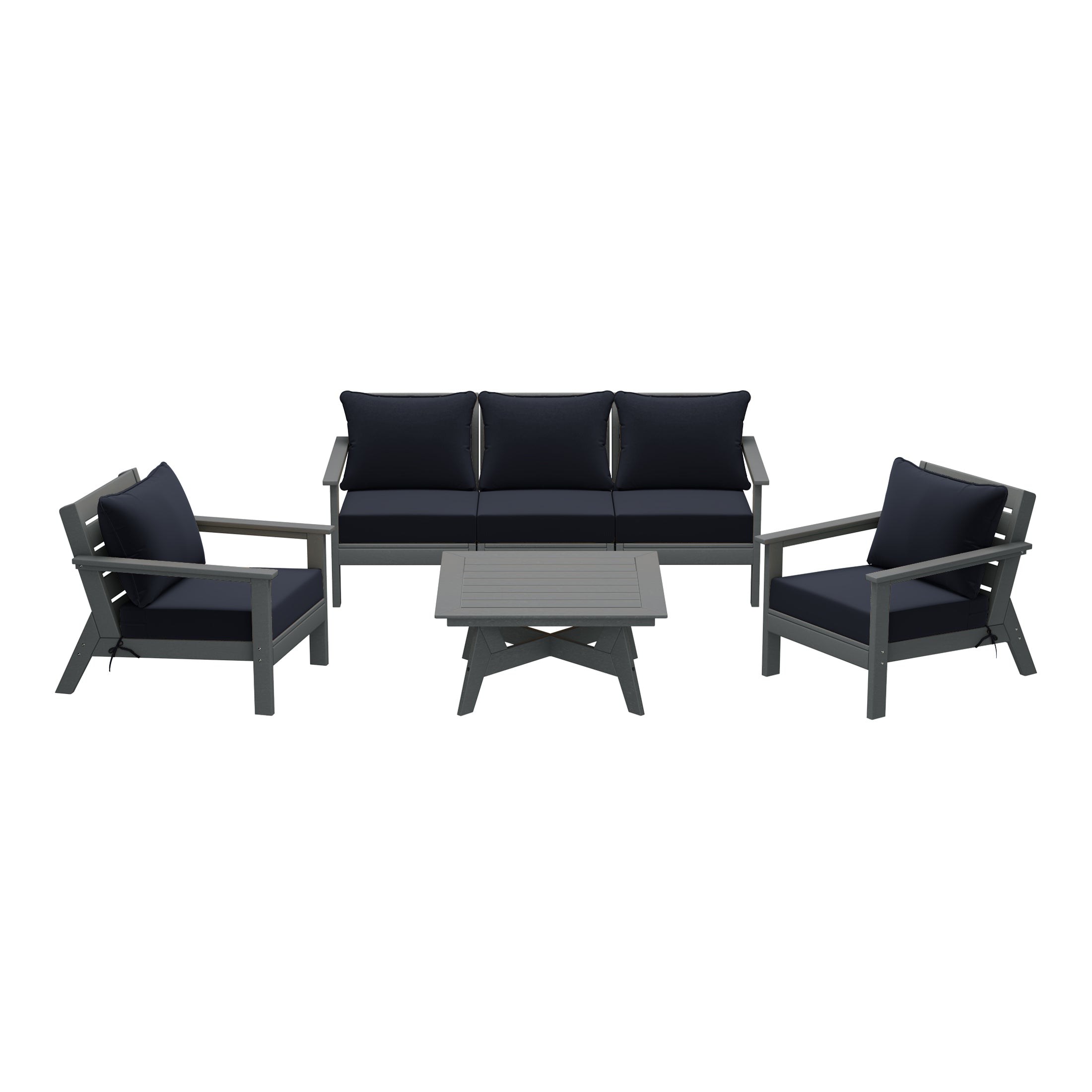 Avalon Outdoor 6-Piece Modular Sectional Patio Furniture Sofa Set in Gray Frame