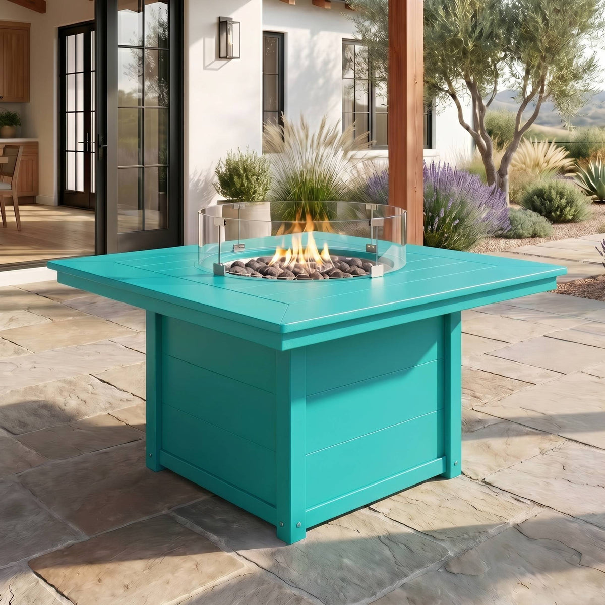 Helios 42" Modern Outdoor Patio Propane Square Fire Pit Table