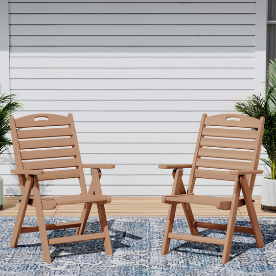 Azura HDPE Adjustable Highback Folding Outdoor Patio Dining Chairs Set of 2